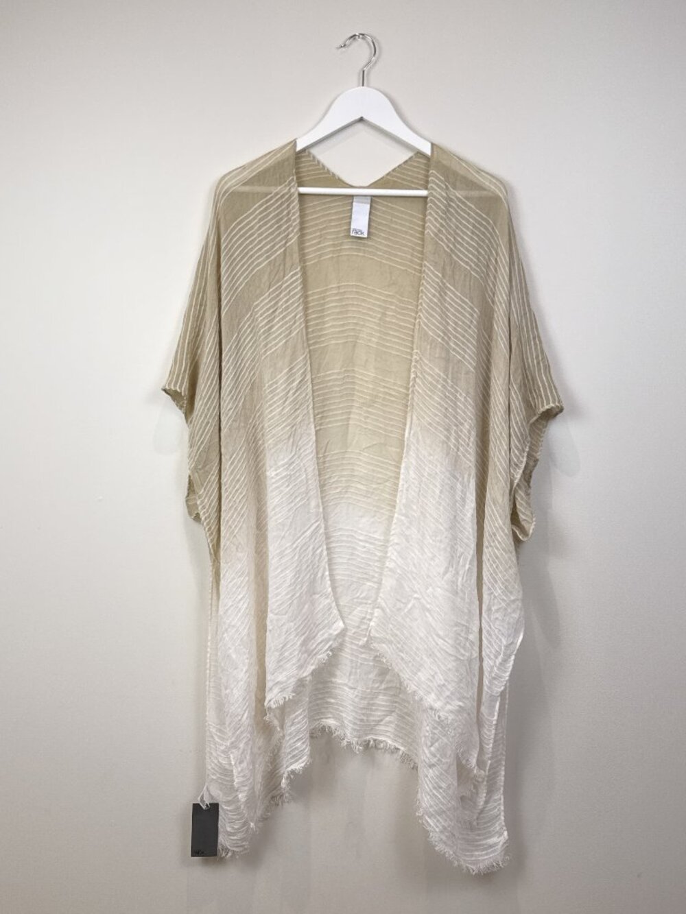Nordstrom Rack Womens Neutral Ombre Dip Dye Sheer Ruana Wrap Kimono Poncho OS